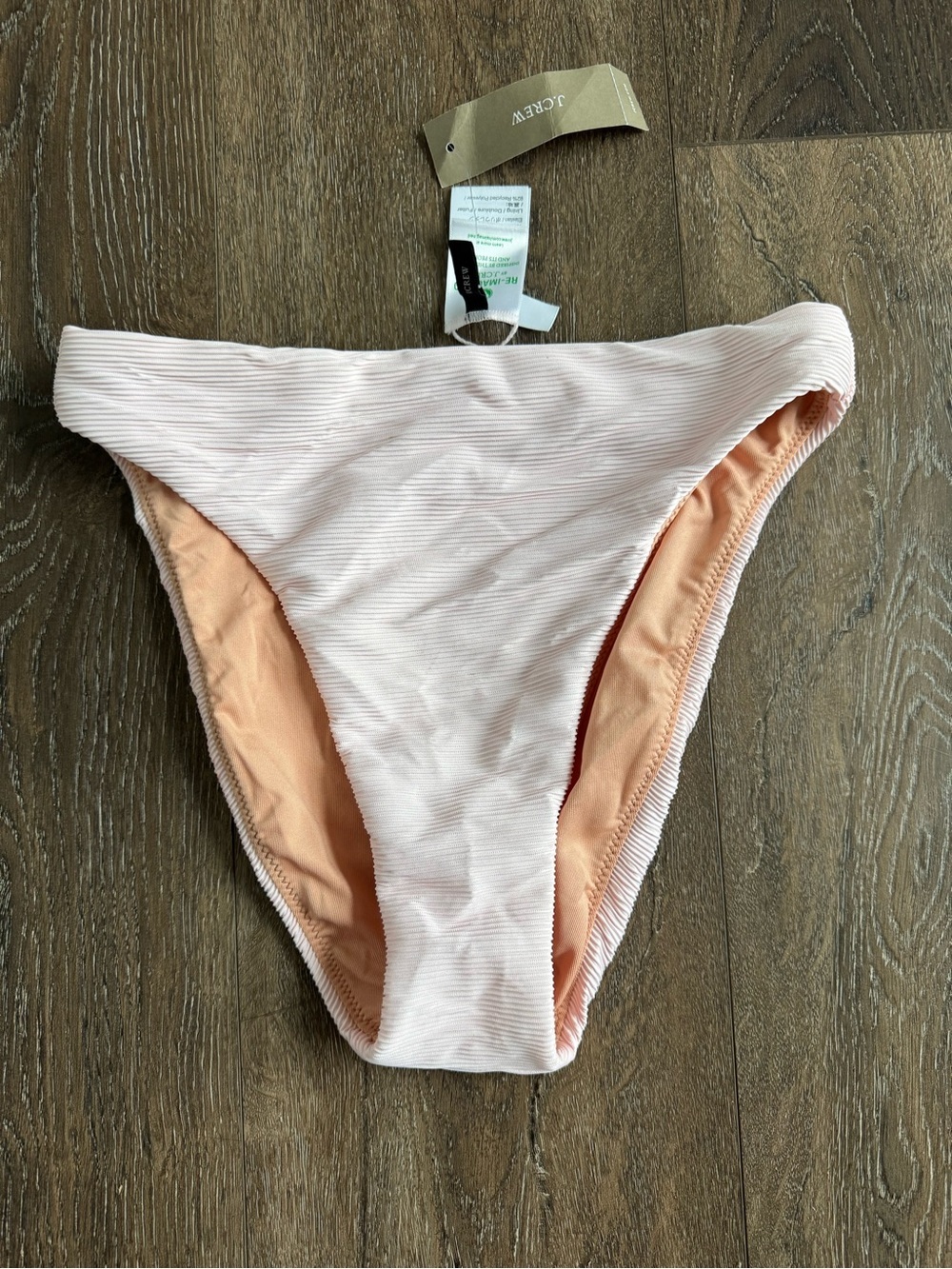 J. Crew Pale Pink Ribbed Bikini Bottom NWT Size XXS